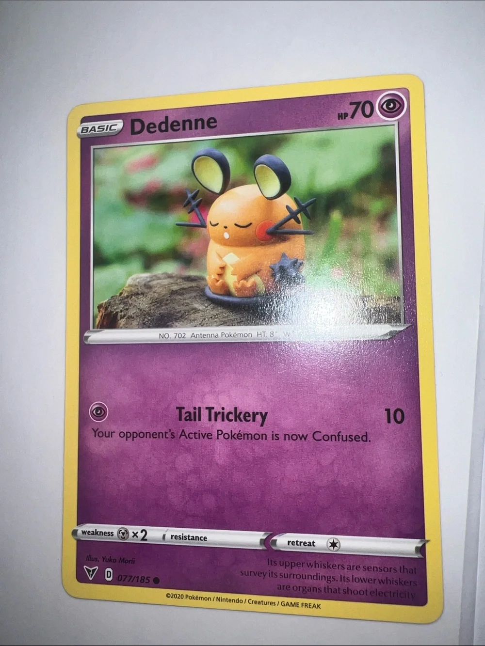 Pokemon Dedenne Card - Purple and Yellow